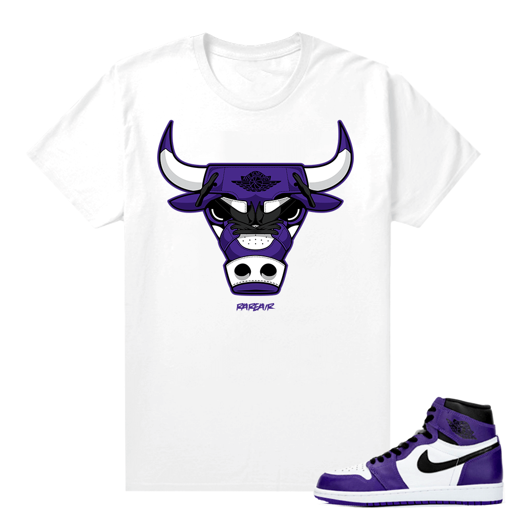 Court Purple 1s 2.0 shirt - White - Rare Air Bull