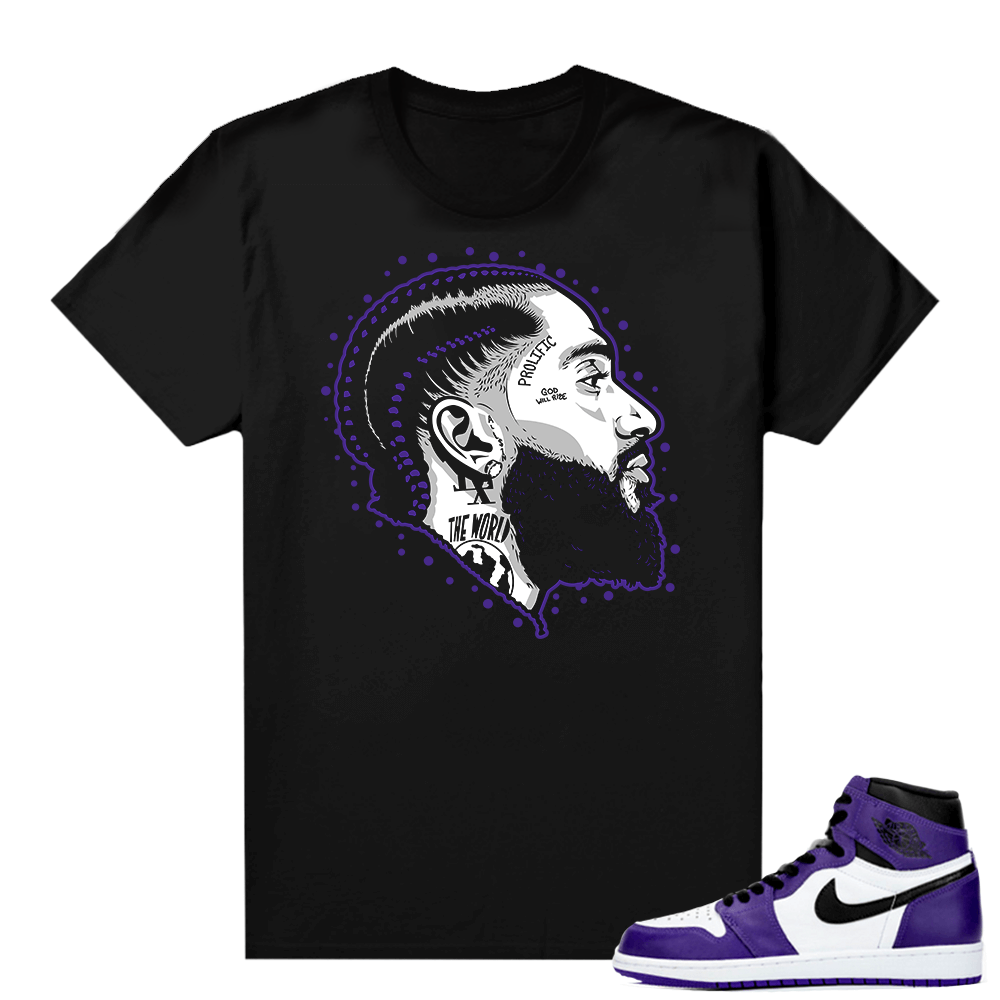 Court Purple 1s 2-0 sneaker tees shirt - Black - Prolific