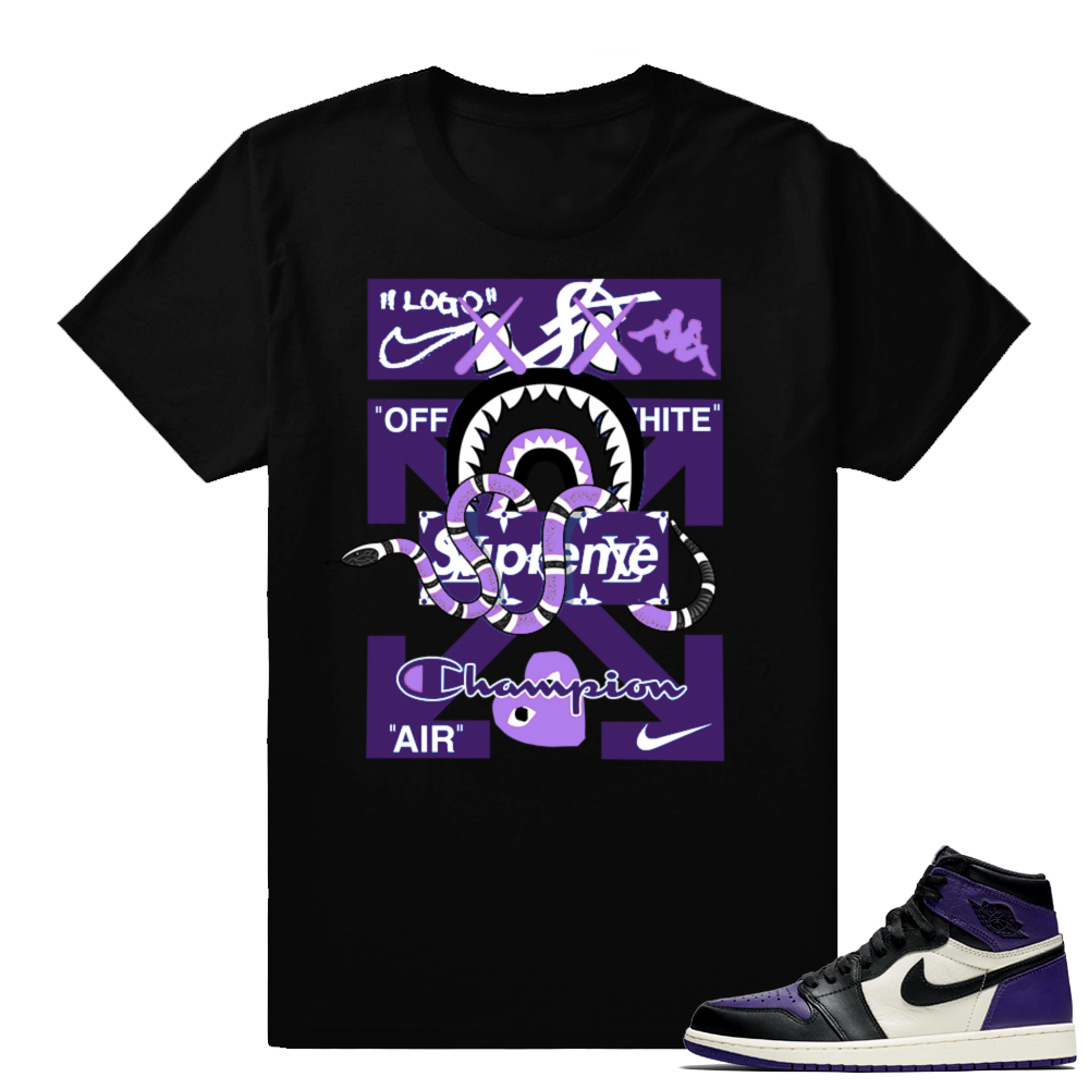 Court Purple Jordan 1 shirt | Designer Mashup | Black shirt