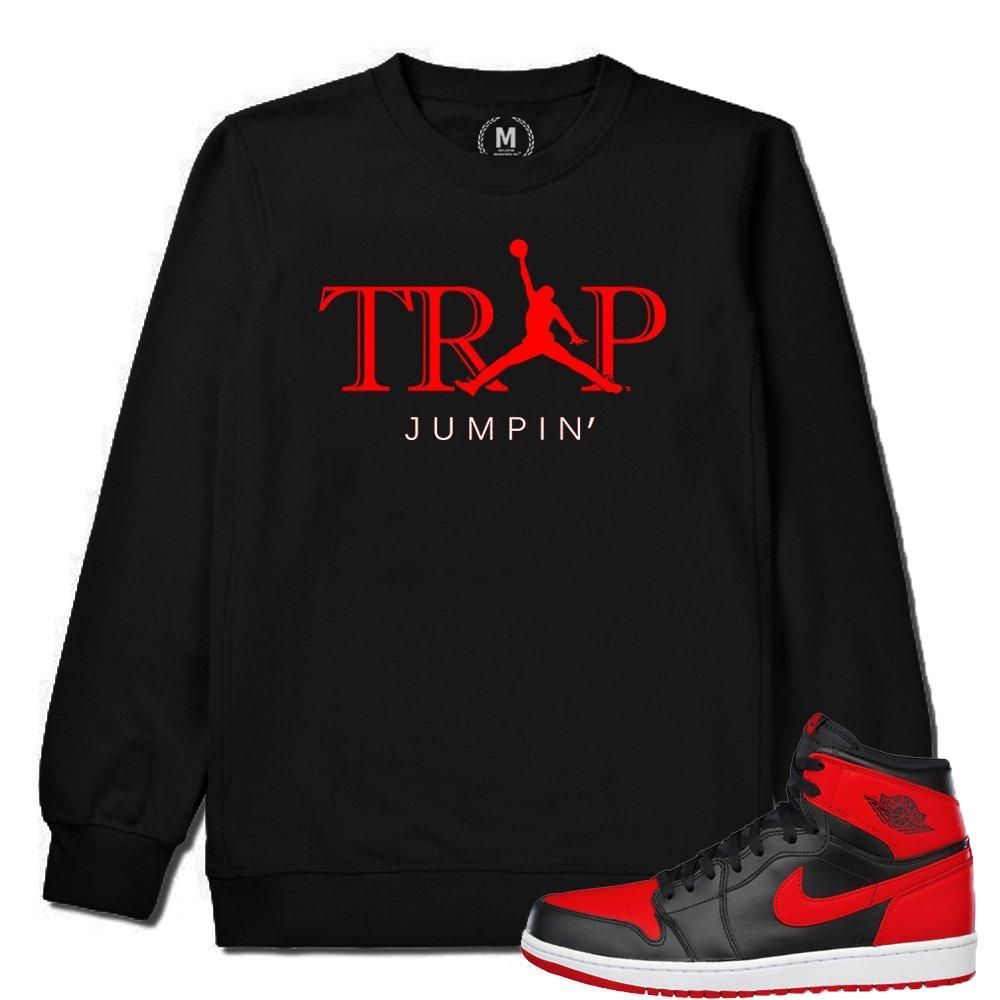 Match Banned 1s Jordan Retro | Trap Jumpin | Black Crew Neck Sweatshirt