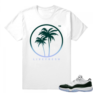 Easter 11 low Jordan matching tee shirt  Live Fresh Palm Logo  White tee