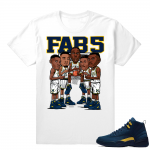 Fab 5 Michigan Jordan 12 Shirt  Fab 5  White Tee