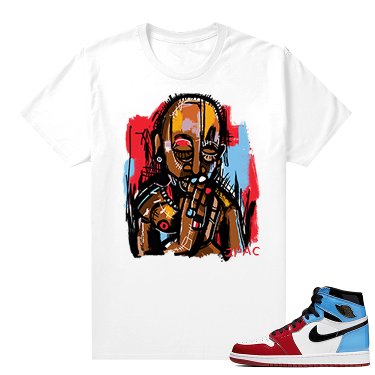 Fearless Jordan 1 shirt White - Abstract 2Pac