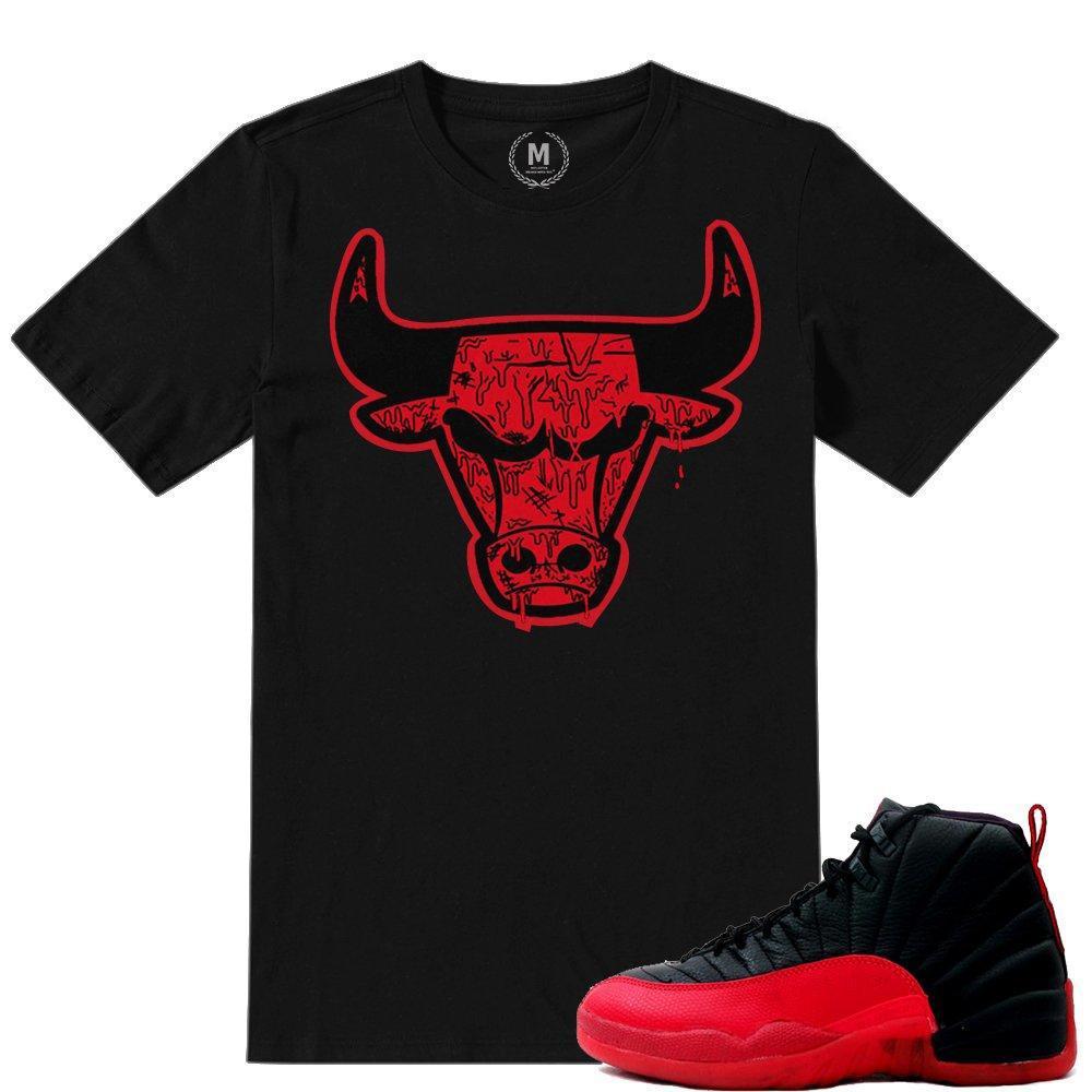 Match Flu Game 12 Jordan Retros | 'Flu Game Bull' | BLACK T shirt