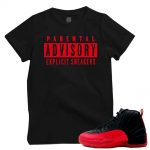 Match Flu Game 12 Jordan Retros | Explicit Sneakers | BLACK T shirt