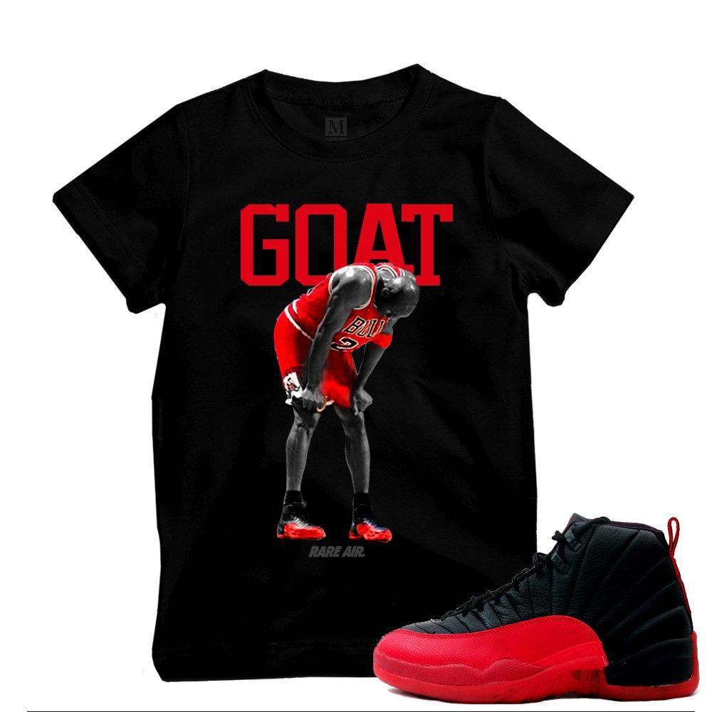 Match Flu Game 12 Jordan Retros | 'GOAT' | BLACK T shirt