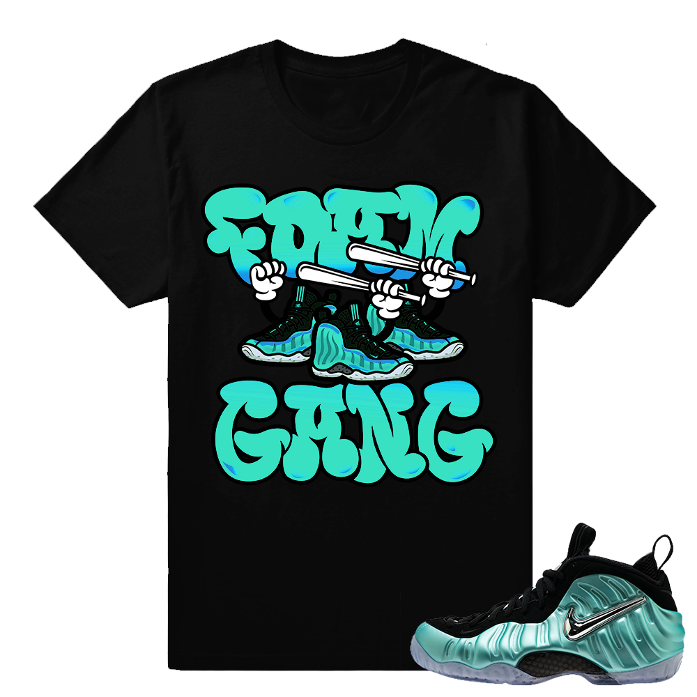 Foamposites Island Green - Foam Gang Matching Streetwear Shirt - Black