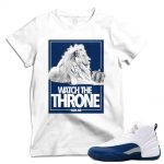 Match French Blue 12 Jordan Retros | 'Watch the Throne' | White T shirt