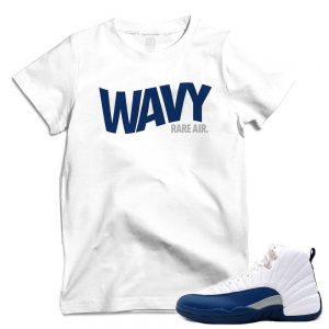 Match French Blue 12 Jordan Retros | 'Wavy Rare Air' | White T shirt