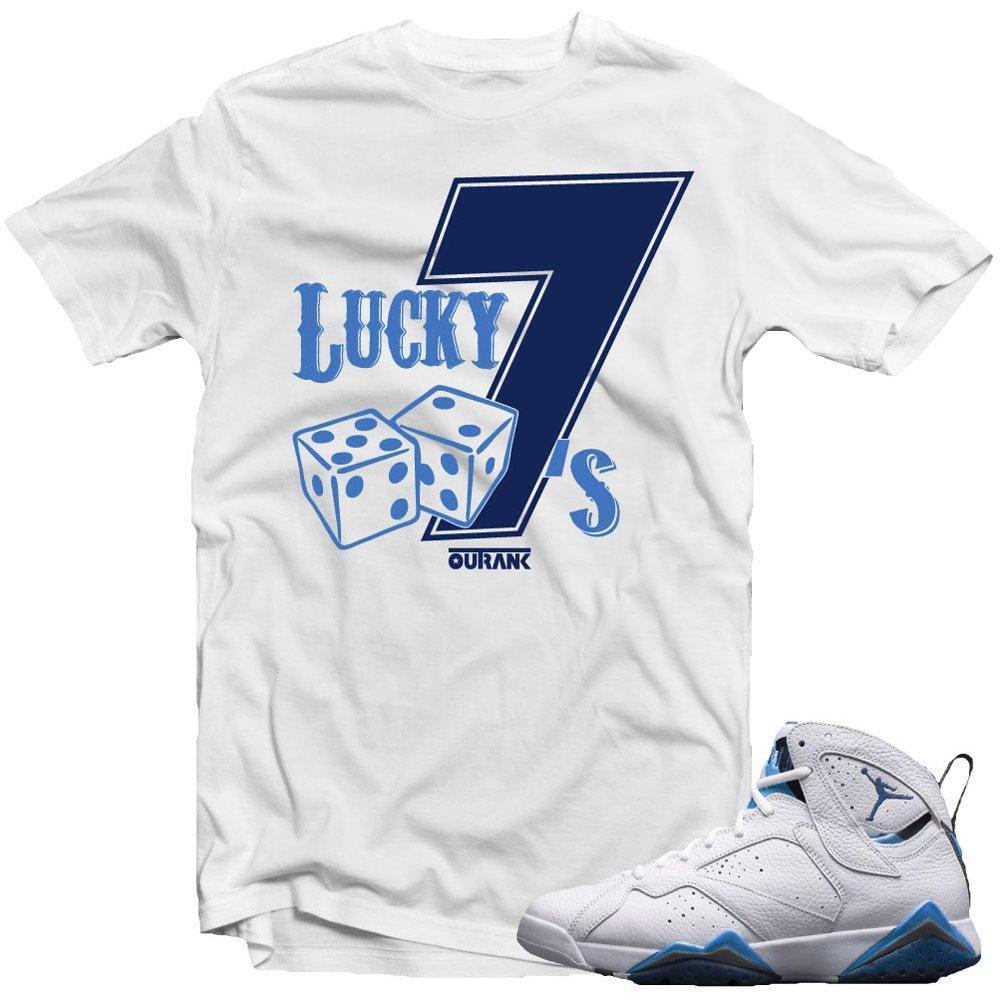 French Blue 7s Matching Sneaker Tees Shirts|Lucky 7s Sneaker Tees Shirt White