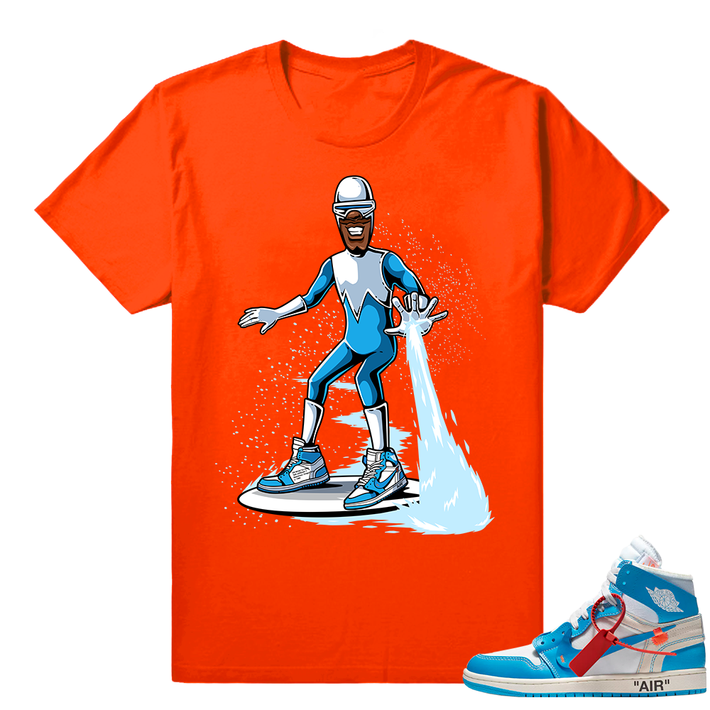 Frozone wearing Off white Jordan 1 Shirt  Orange Tee