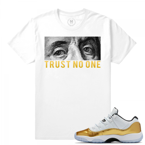 Match Jordan 11 Low Gold Closing Ceremony | Trust No One | White T shirt