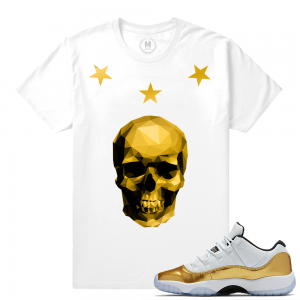 Match Jordan 11 Low Gold Closing Ceremony | Love Of God Skull | White T shirt