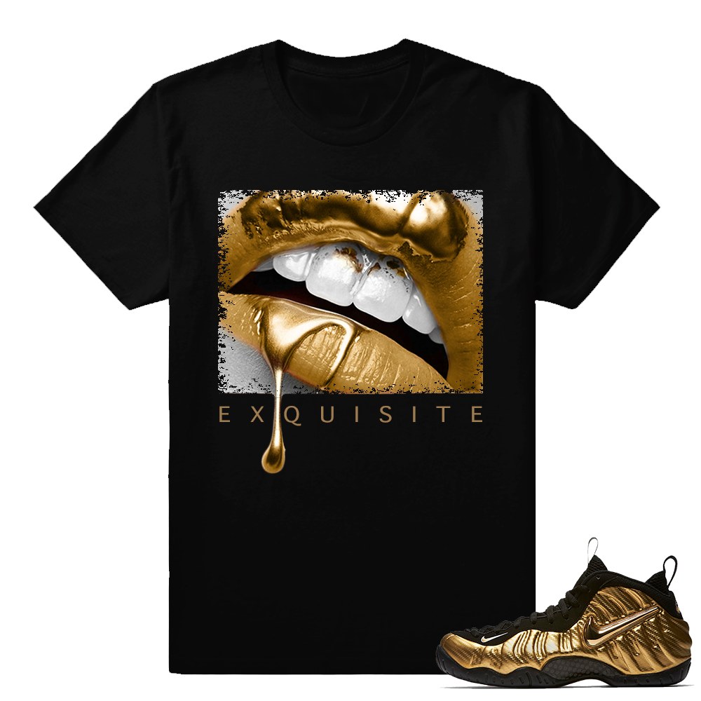 Gold Foamposite Pro Exquisite Black T shirt