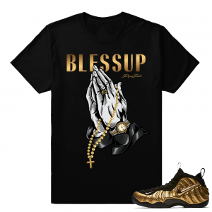 Gold Foamposites Bless Up Streetwear Black T shirt