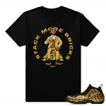 Gold Foamposites Stack More Bricks Black T shirt