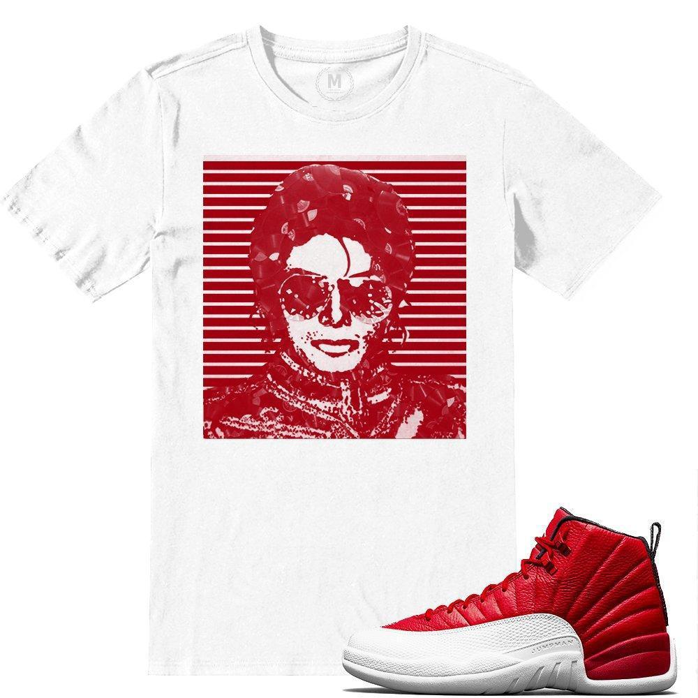 Match Gym Red 12 Jordan Retros | King of Pop| White T shirt