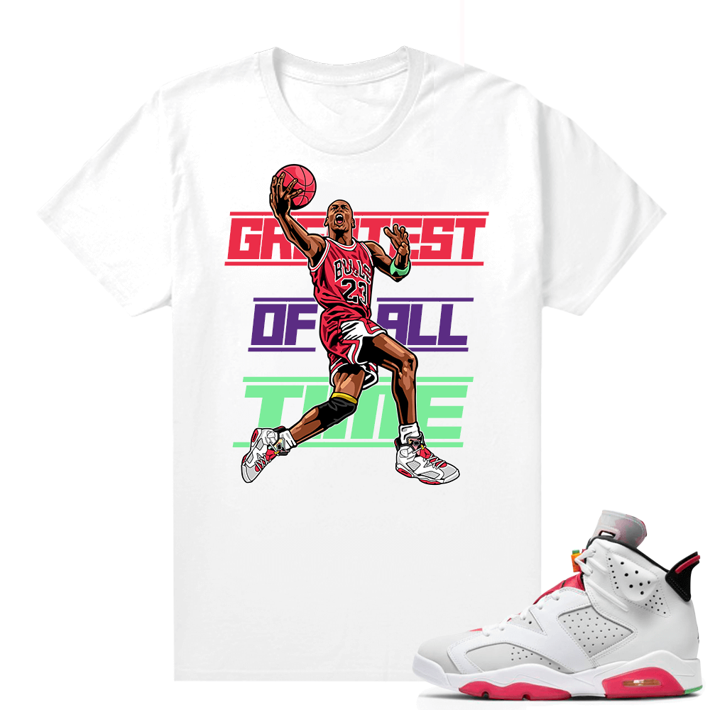 Match Hare 6s T-shirt - White - MJ Greatest Of All Time