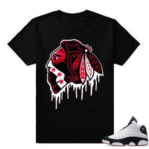 He got game 13 Black Hawks Drip t shirt  Black tee