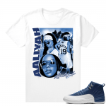 Indigo 12s matching shirts - White - Aaliyah Vintage Rap