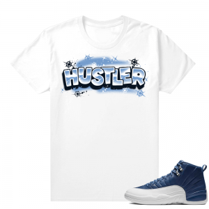 Jordan 12 Indigo Sneaker shirt - White - Hustler