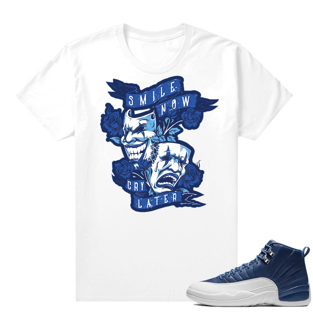 Jordan 12 shirts Indigo - White - Smile Now Cry Later