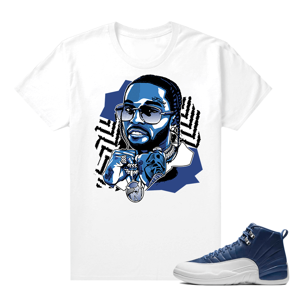 Jordan sneaker shirts Indigo 12s - White - The Woo