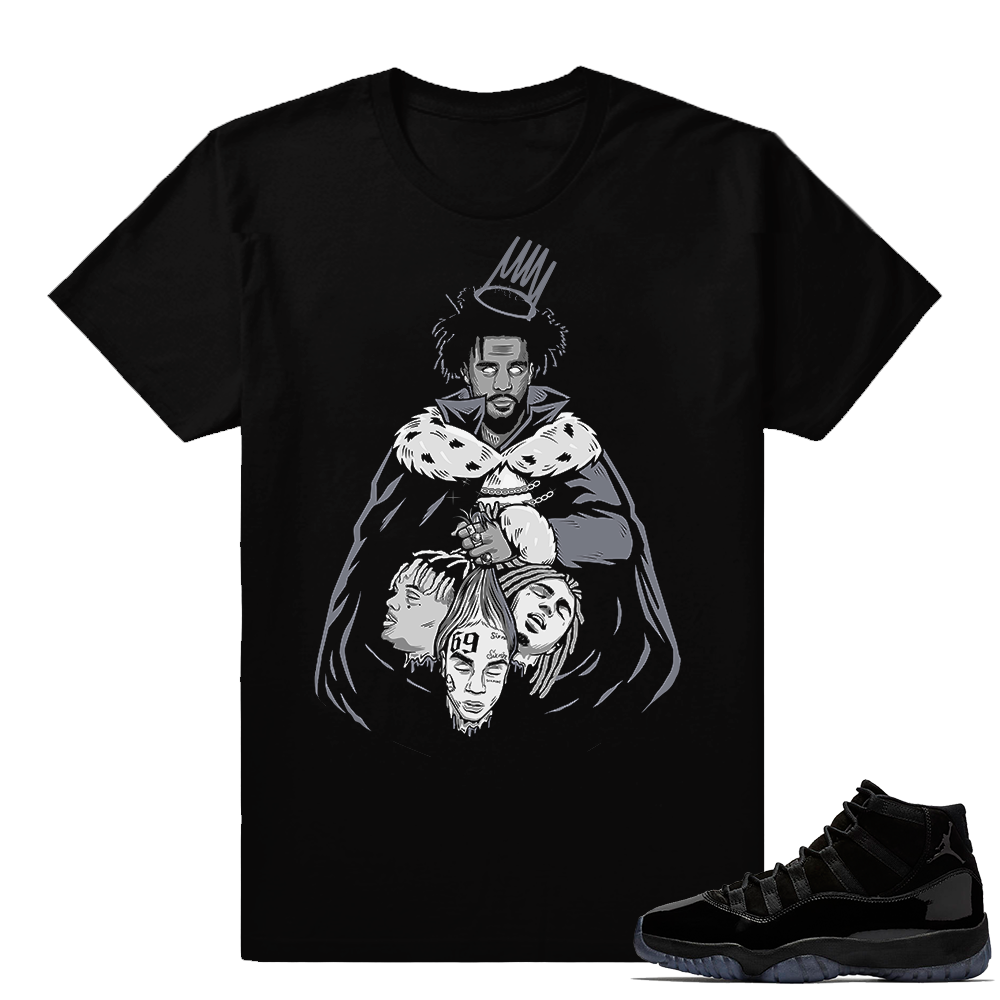 J cole KOD Jordan 11 shirt  Cap and Gown 11  Black tee