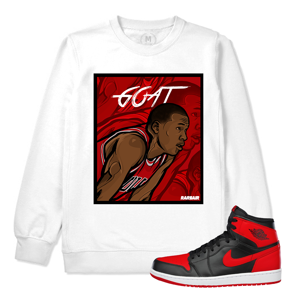 Match Banned 1s Jordan Retro | Goat | White Crew Neck Sweatshirt