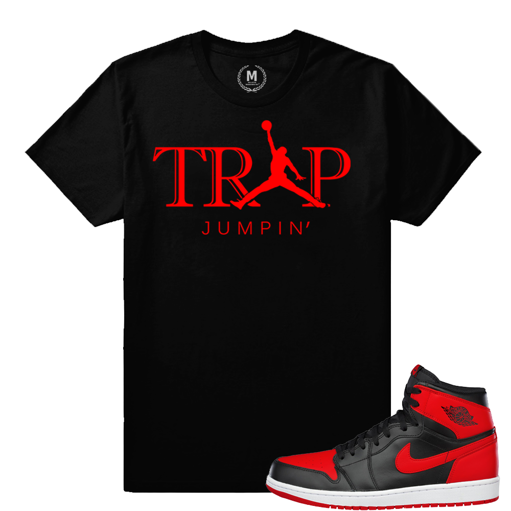 Match Banned 1s Jordan Retro | Trap Jumpin Red | Black T shirt