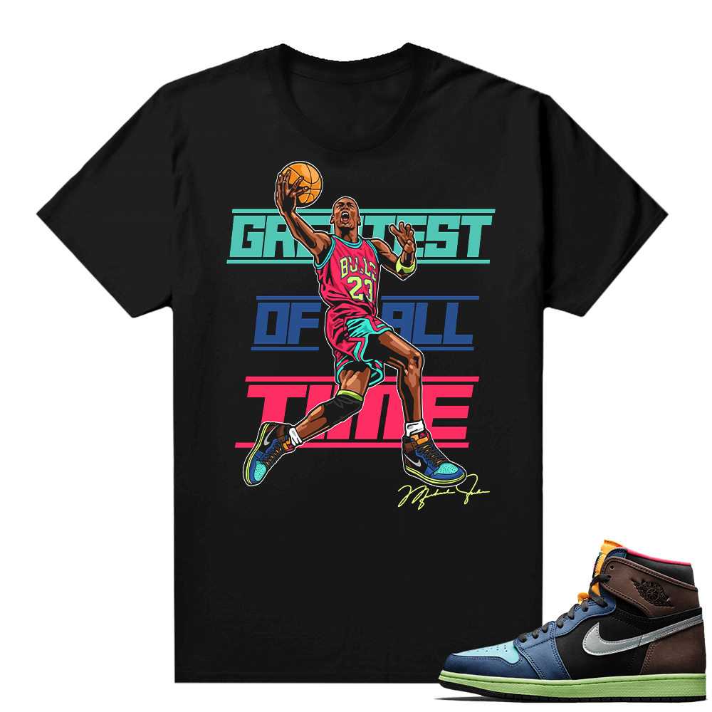 Jordan 1 Biohack sneaker tees shirts - Black - Greatest of All Time V2