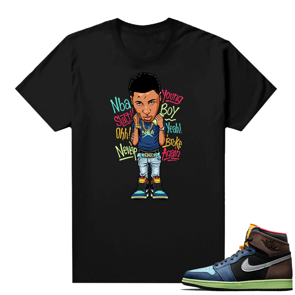 Jordan 1 Biohack sneaker tees shirts - Black - Youngboy toon