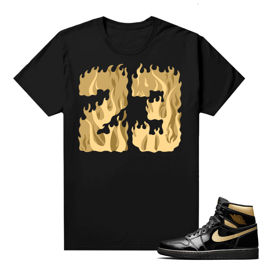 Jordan 1 Black Gold Metallic - Shirt 23 Flames