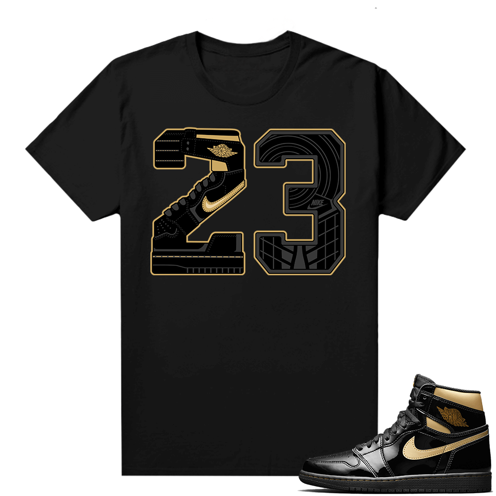 Jordan 1 Black Gold Metallic - Shirt - Black - 23