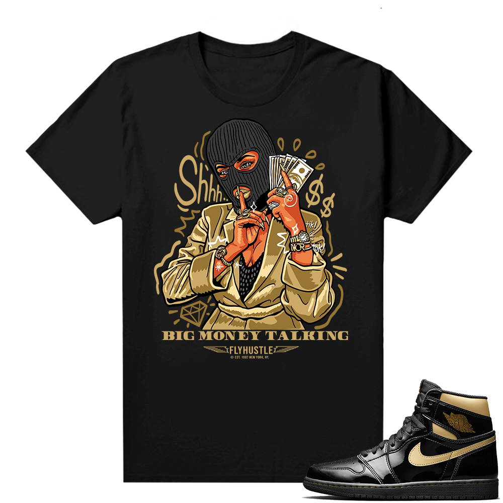 Jordan 1 Black Gold Metallic - Shirt - Black - Big Money Talking