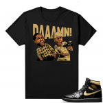 Jordan 1 Black Gold Metallic - Shirt - Black - DAAAMN