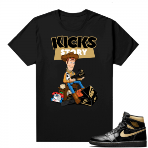 Jordan 1 Black Gold Metallic - Shirt - Black - Kicks Story