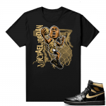 Jordan 1 Black Gold Metallic - Shirt - Black - MJ Toon