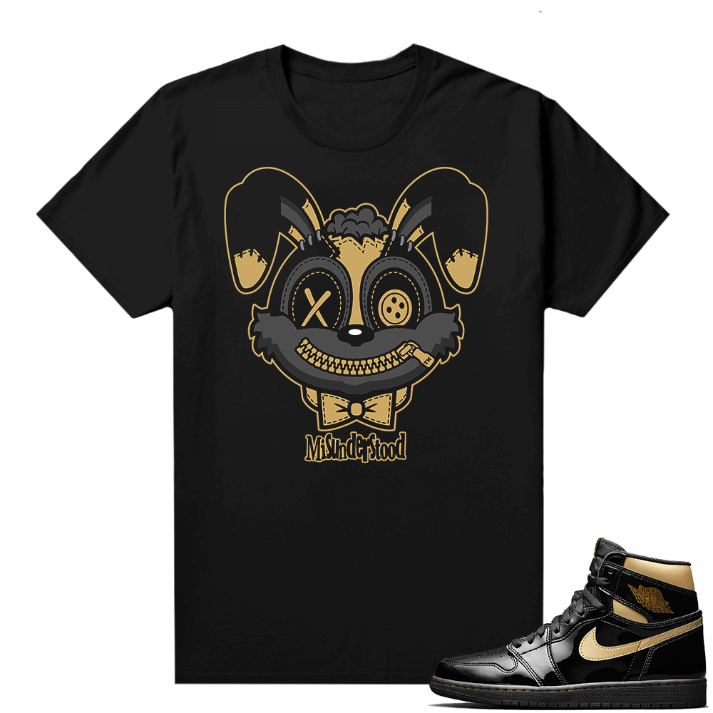 Jordan 1 Black Gold Metallic - Shirt - Black - Misunderstood Bunny