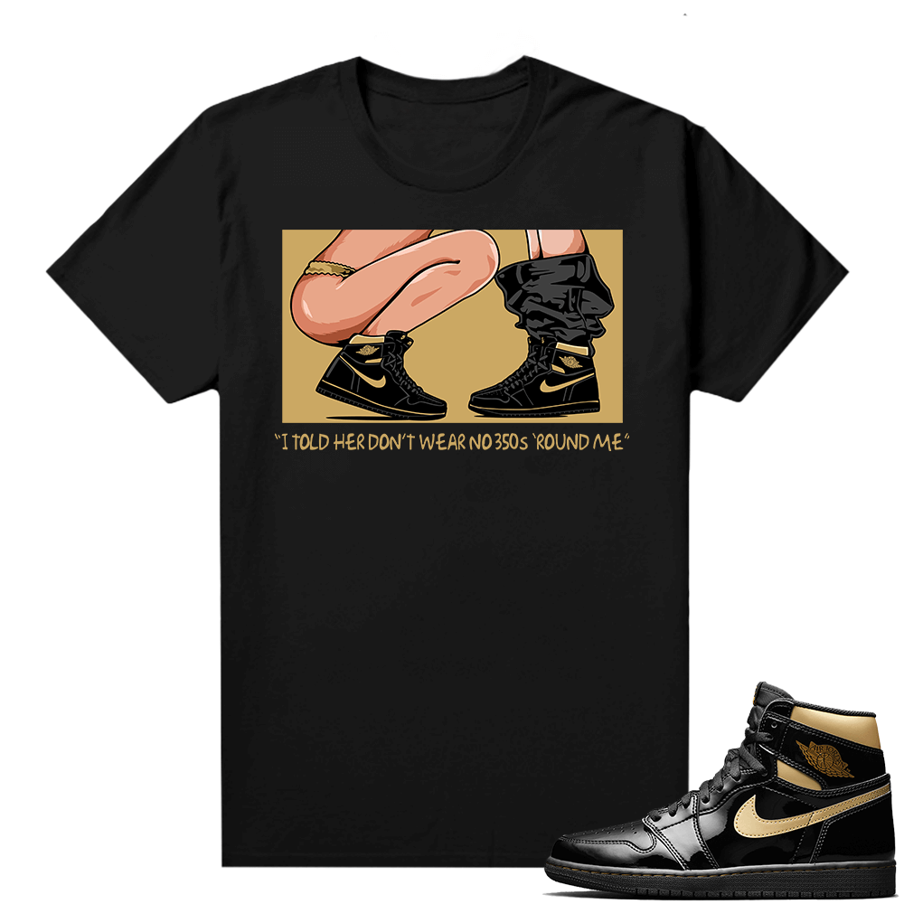 Jordan 1 Black Gold Metallic - Shirt - Black - No 350s