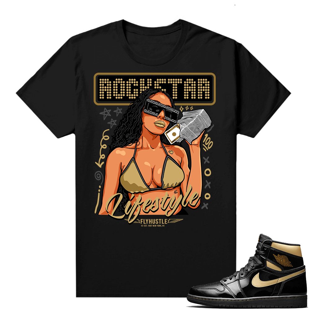 Jordan 1 Black Gold Metallic - Shirt - Black - Rockstar Lifestyle