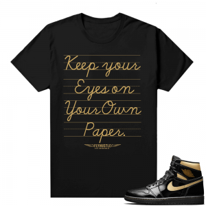 Jordan 1 Black Gold Metallic - Shirt - Black - Teacher's Lesson