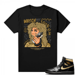 Jordan 1 Black Gold Metallic - Shirt - Black - Watch For Snakes