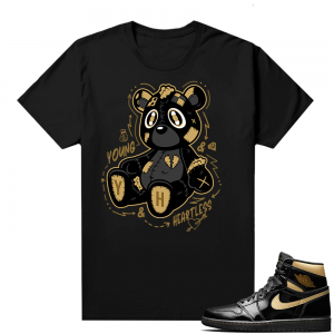 Jordan 1 Black Gold Metallic - Shirt - Black - Young & Heartless Teddy