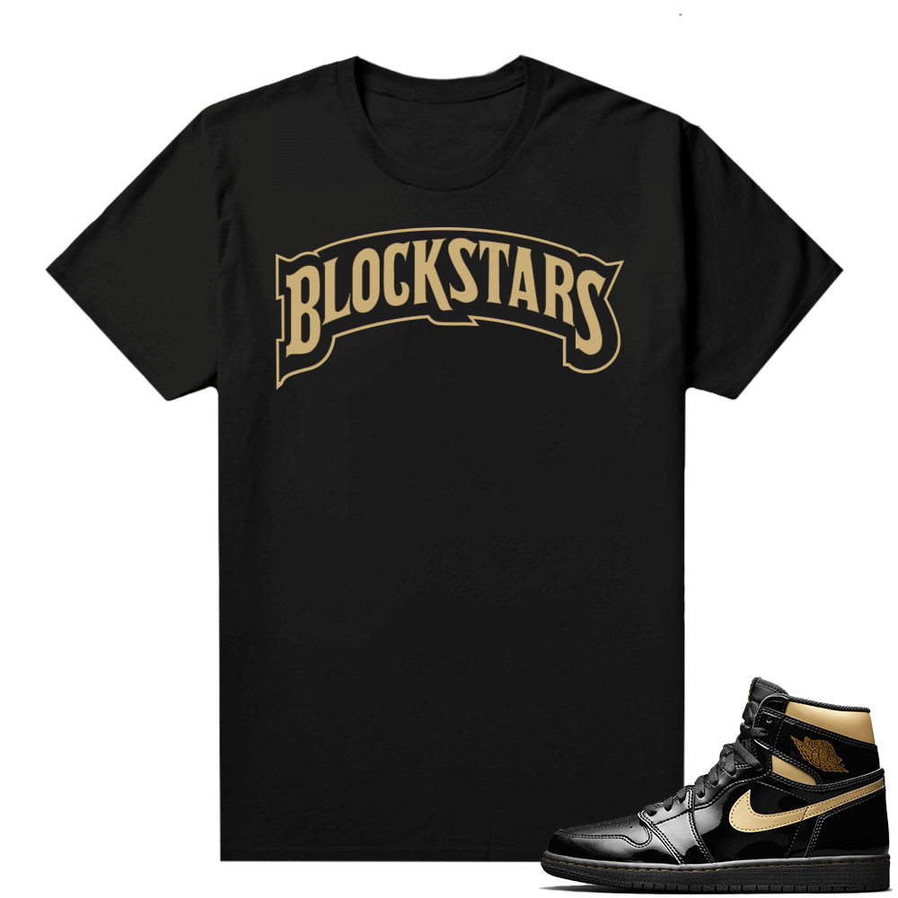 Jordan 1 Black Gold Metallic - Shirt Block Stars