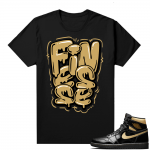 Jordan 1 Black Gold Metallic - Shirt Finesse