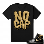 Jordan 1 Black Gold Metallic - Shirt No Cap Bubble Font