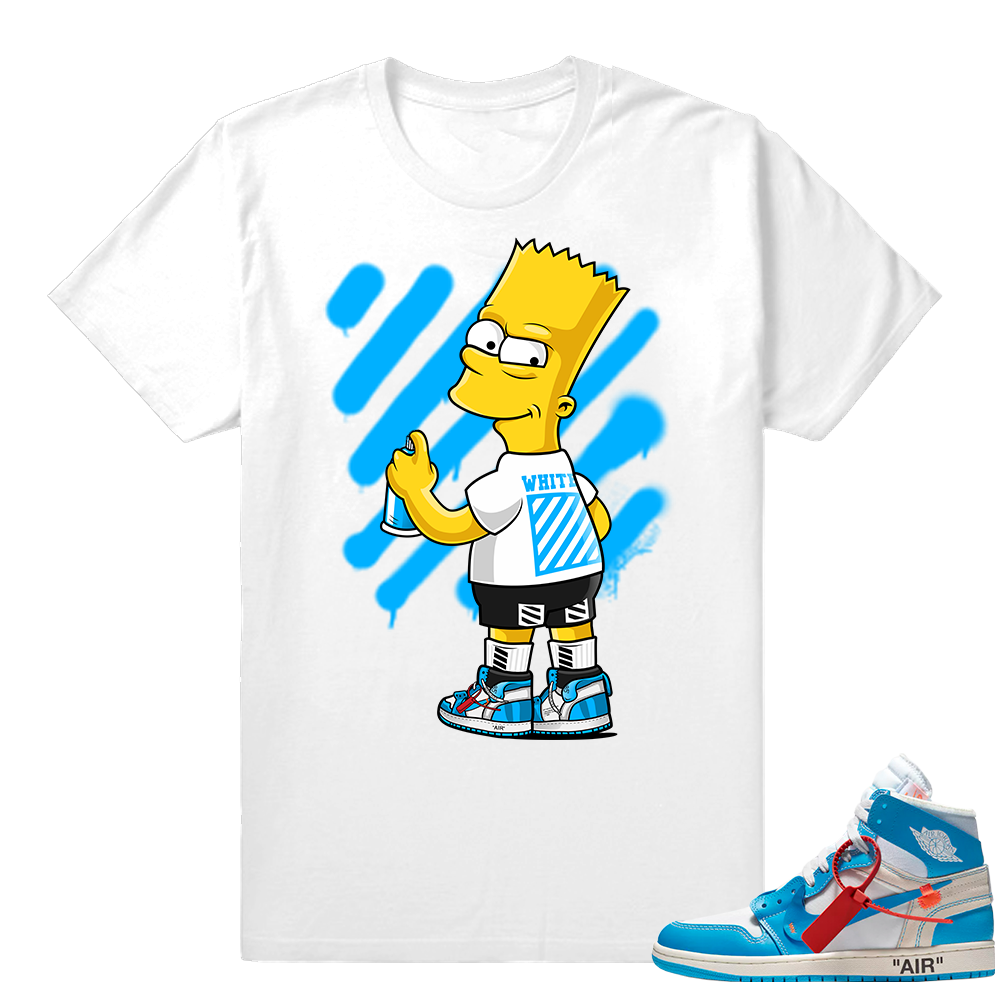 Jordan 1 OFF white UNC Shirt  Off-white Bart  White Tee