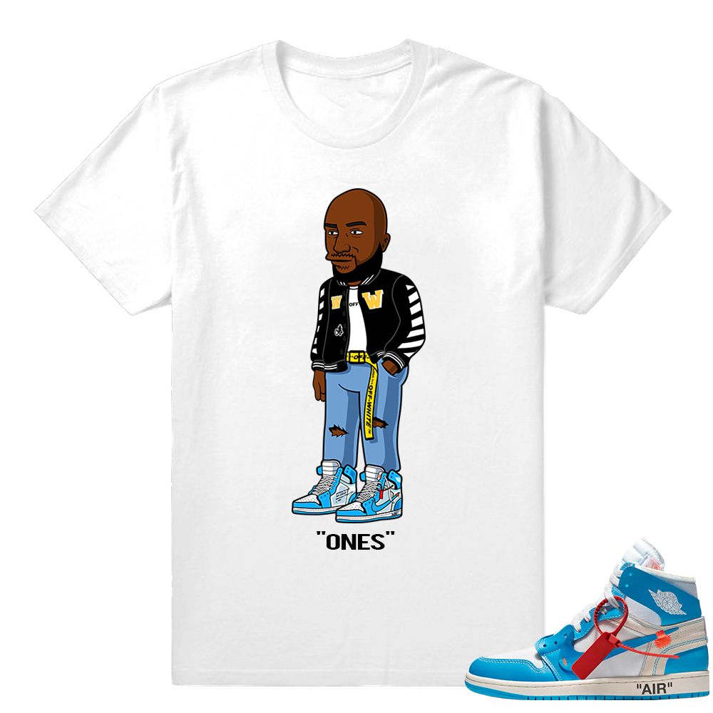 Jordan 1 Off white shirt  Virgil Simpson 'ONES'  White Tee