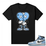 Jordan 1 University Blue shirt Black Broken Heart